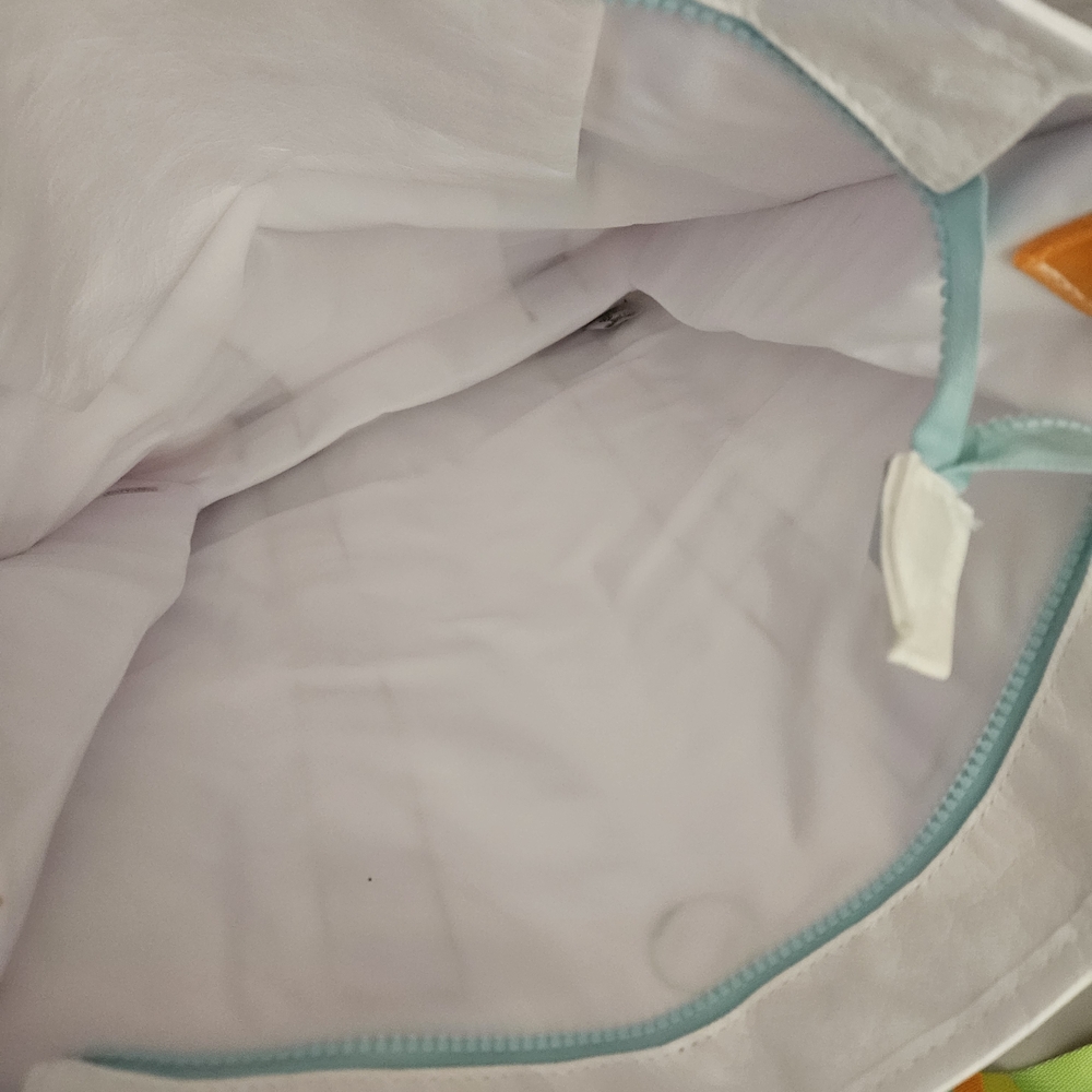 Drunk Elephant White Tote with Lime & Orange Patterned Straps - Picture 6 of 7